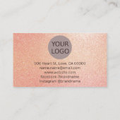 Rosé Gold Farbstrahler Textur Imitate Rosa Glitzer Visitenkarte (Rückseite)