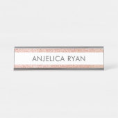 Rose Gold Faux Glitter Custom Name Desk Name Plate Schreibtischnamensplakette (Vorderseite )