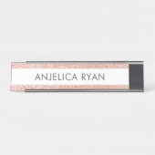 Rose Gold Faux Glitter Custom Name Desk Name Plate Schreibtischnamensplakette (Vorderseite )