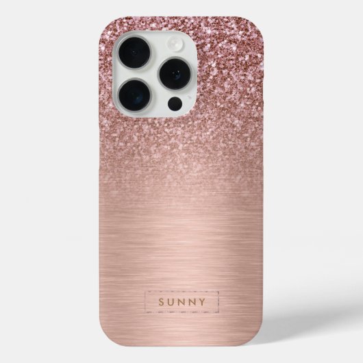 Rose-gold Faux Glitter & Metallic Texture Case-Mate iPhone Hülle (Rückseite)