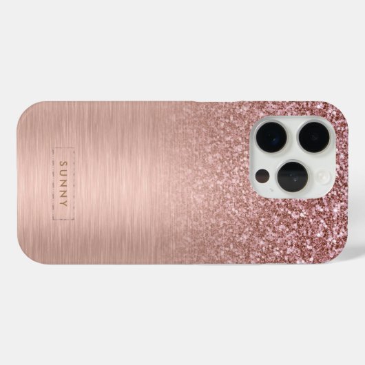 Rose-gold Faux Glitter & Metallic Texture Case-Mate iPhone Hülle (Rückseite (Horizontal))