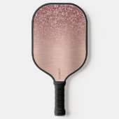Rose-gold Faux Glitter & Metallic Texture Pickleball Schläger (Vorderseite)