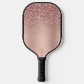 Rose-gold Faux Glitter & Metallic Texture Pickleball Schläger (Rückseite)