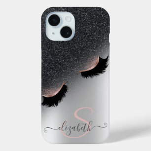 Rose Gold Faux Wimpern Schwarz Glitter Ombre Silbe Case-Mate iPhone Hülle