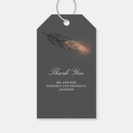 Rose Gold Feather Elegante Hochzeit Geschenkanhänger