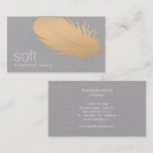 Rose Gold Feather Esthetician Skincare Grau Visitenkarte (Vorne/Hinten)