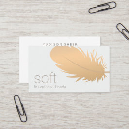 Rose Gold Feather Esthetische Pflege Visitenkarte