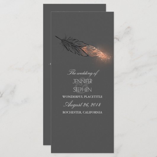 Rose Gold Feathers Elegantes Chic Hochzeitsprogram Programm (Vorne/Hinten)