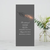 Rose Gold Feathers Elegantes Chic Hochzeitsprogram Programm (Stehend Vorderseite)