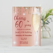 Rose Gold feiert 60 Jahre Einladung (Stehend Vorderseite)