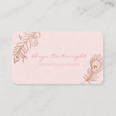 Rose Gold Fether Blush Romance Business Cards Visitenkarte (Vorderseite)