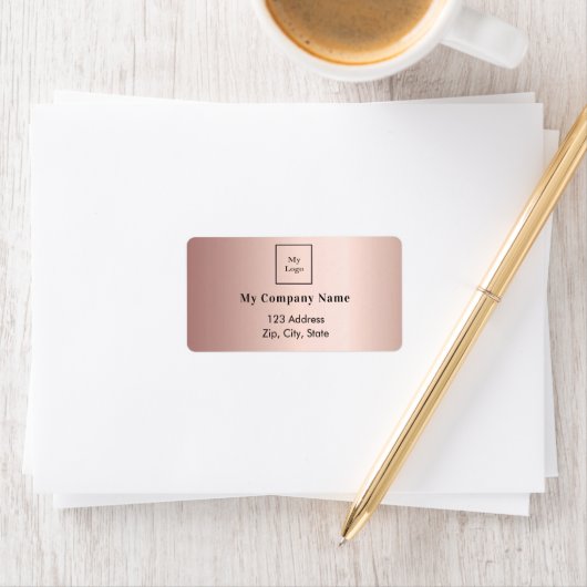 Rose Gold-Firmenlogo Rücksendeadresse Adressaufkleber (Insitu)