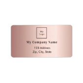Rose Gold-Firmenlogo Rücksendeadresse Adressaufkleber (Vorne)