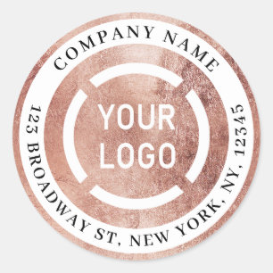 Rose Gold Firmenlogo Rücksendeadresse Runder Aufkleber