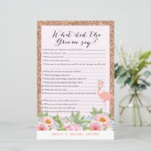 Rose Gold Flamingo Brautparty Game DRUCKT (Stehend Vorderseite)