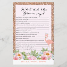 Rose Gold Flamingo Brautparty Game DRUCKT