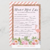 Rose Gold Flamingo Brautparty Game DRUCKT (Vorne/Hinten)