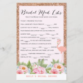 Rose Gold Flamingo Brautparty Game DRUCKT (Vorderseite)