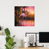 Rosé Gold Flamingo Serenity Poster (Heimbüro)
