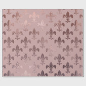 Rose Gold Fleur-de-Lis-Muster auf Rosa Rosa Geschenkpapier (Flach)