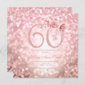 Rose Gold Floral 60. Geburtstag Glam Lights (Vorne/Hinten)