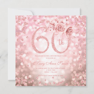 Rose Gold Floral 60. Geburtstag Glam Lights
