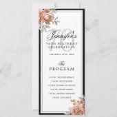 Rose Gold Floral 70th Birthday Program Menu  Einladung (Vorderseite)