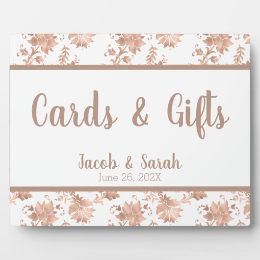 Rose Gold Floral am White Wedding Table Fotoplatte (Vorderseite)