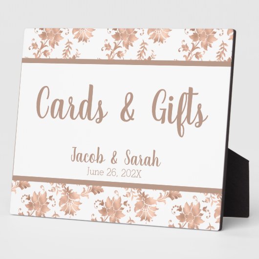 Rose Gold Floral am White Wedding Table Fotoplatte (Seite)