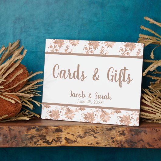 Rose Gold Floral am White Wedding Table Fotoplatte (Seite)