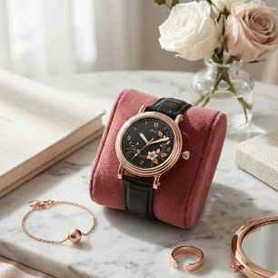 Rose Gold Floral  Armbanduhr