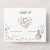 Rose Gold Floral Baby Babydusche All In One Einladung (Rückseite)