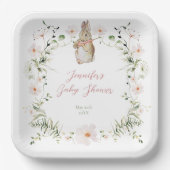 Rose Gold Floral Baby Babydusche Pappteller (Vorderseite)