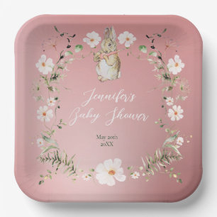 Rose Gold Floral Baby Babydusche Pappteller