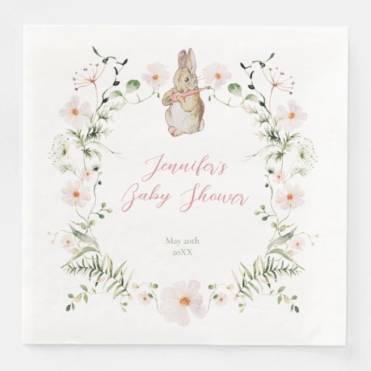 Rose Gold Floral Baby Babydusche Serviette (Vorderseite)