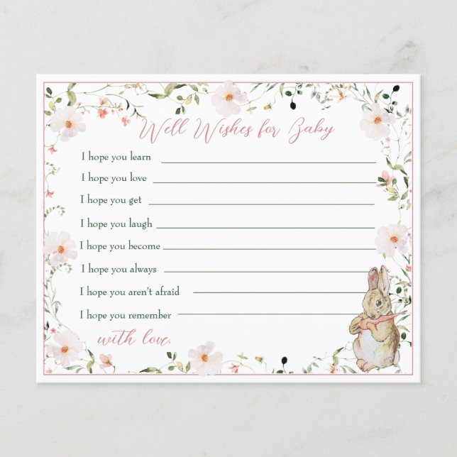 Rose Gold Floral Baby Bunny Showcard (Vorderseite)