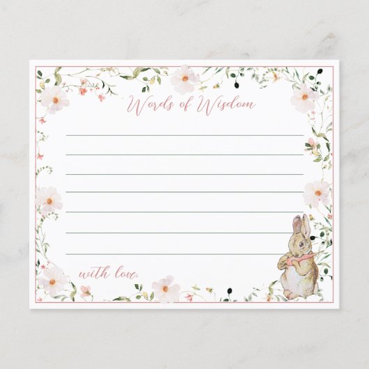 Rose Gold Floral Baby Bunny Showcard (Vorderseite)