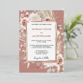 Rose Gold Floral Boho Dusty Rose Wedding Folieneinladung (Stehend vorne)