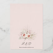 Rose Gold Floral Boho Hochzeit Folieneinladung (Rückseite)