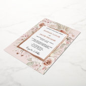 Rose Gold Floral Boho Hochzeit Folieneinladung (Gedreht)