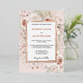 Rose Gold Floral Boho Hochzeit Folieneinladung (Stehend vorne)