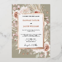 Rose Gold Floral Boho Sage Green Wedding