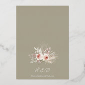 Rose Gold Floral Boho Sage Green Wedding Folieneinladung (Rückseite)