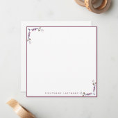 Rose Gold Floral Border Mitteilungskarte (Vorderseite/Rückseite Beispiel)