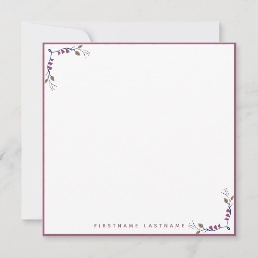 Rose Gold Floral Border Mitteilungskarte (Vorderseite)