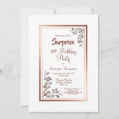 Rose Gold Floral Border Überraschung 18. Geburtsta Einladung (Vorderseite)
