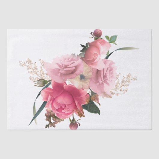 Rose Gold Floral Bouquet Wasserfarben Dekoupage Seidenpapier (Vorderseite)