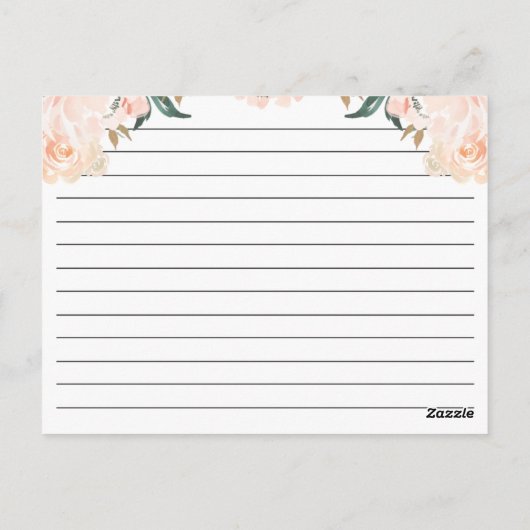 Rose Gold Floral Brautparty Rezept Karte (Rückseite)