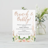 Rose Gold Floral Brunch Bridal Dusche Einladung (Stehend Vorderseite)