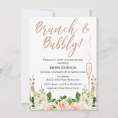 Rose Gold Floral Brunch Bridal Dusche Einladung (Vorderseite)